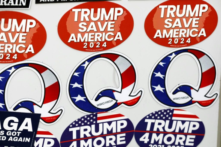Magnets supporting a Donald Trump White House bid in 2024 on sale in Fowlerville, Michigan on May 15, 2021
