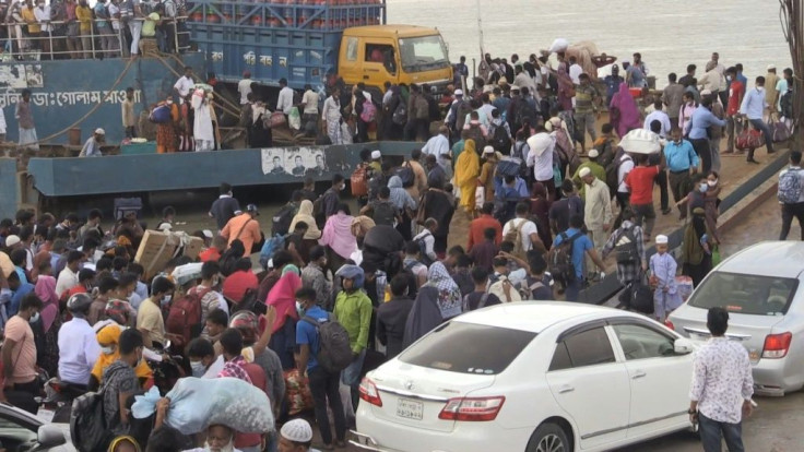 IMAGES: A river terminal south of Dhaka is packed with thousands of people trying to leave the Bangladesh capital and return to rural areas ahead of a tough new lockdown to be imposed on Monday.