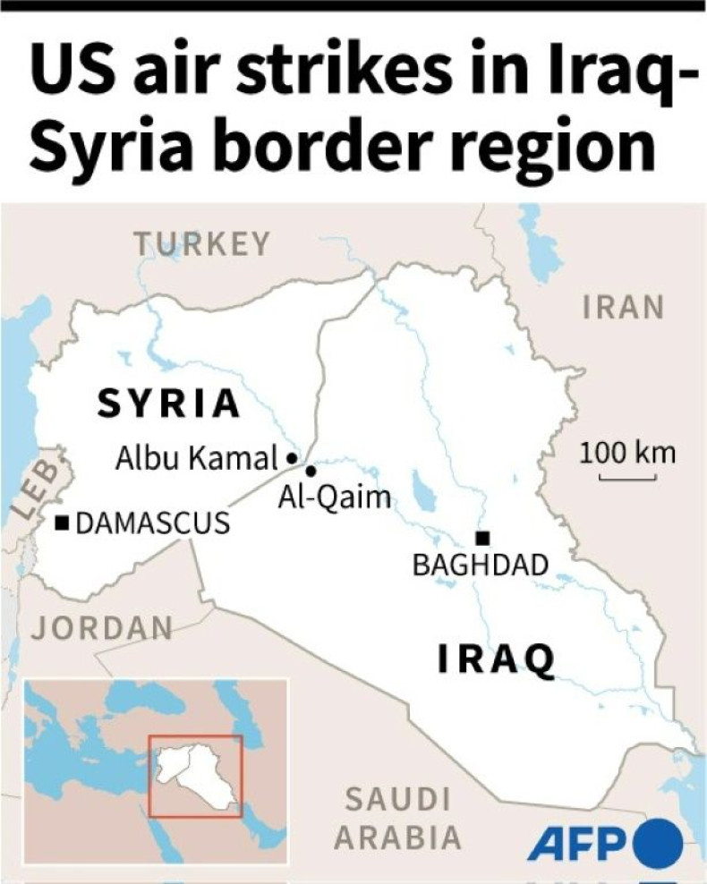 Map of Iraq and Syria after US air strikes in the border region against Iran-backed armed groups.