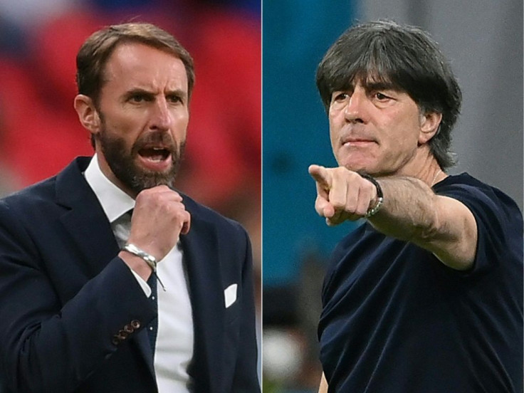 England manager Gareth Southgate (L) and Germany boss Joachim Loew