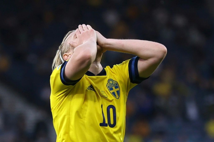 Denied: Emil Forsberg hit the woodwork twice for Sweden in the second-half