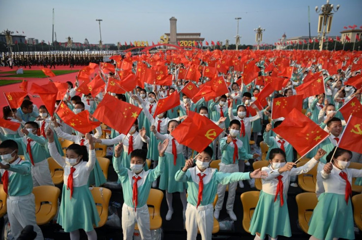 Students in Beijing celebrate the party's 100th anniversary