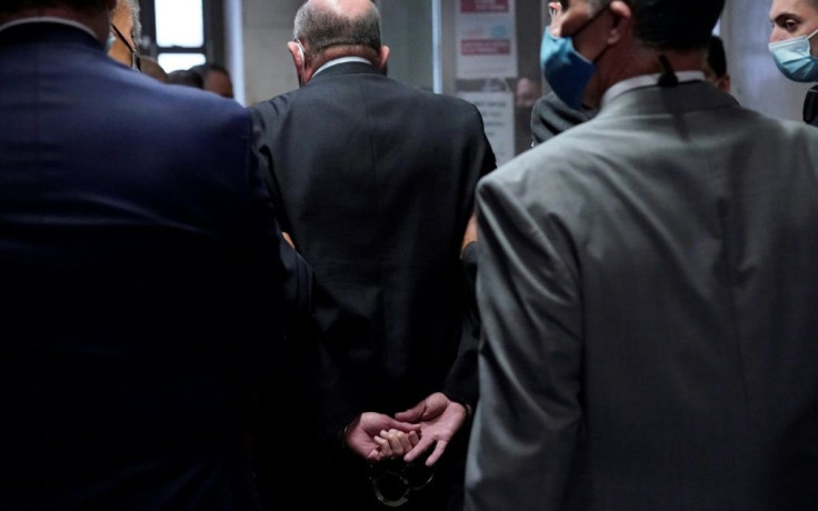 Allen Weisselberg (C) , the CFO of former US president Donald Trump's company arrives in New York on July 1, 2021