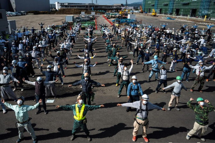 The three-minute "radio taiso" exercise drills drills are broadcast several times a day on Japanese public radio and television