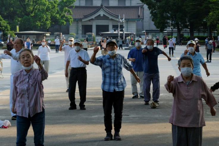 Older people often gather in parks and at shrines for the first radio taiso broadcast of the day at 6:30am