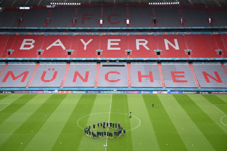 Italy's players trained on the pitch at the Allianz Arena in Munich on Thursday