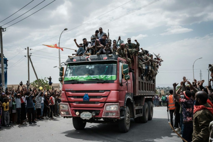 Members of the Tigray Defence Force arrive in Mekele