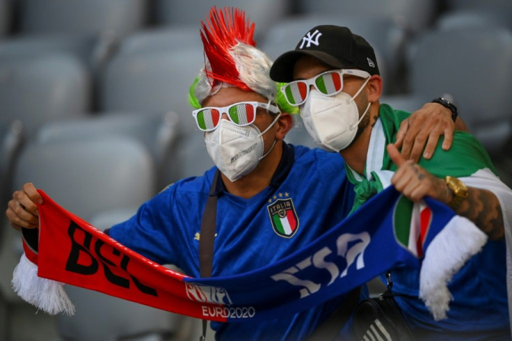 Italy fans in the Allianz Arena for their team's match against Belgium