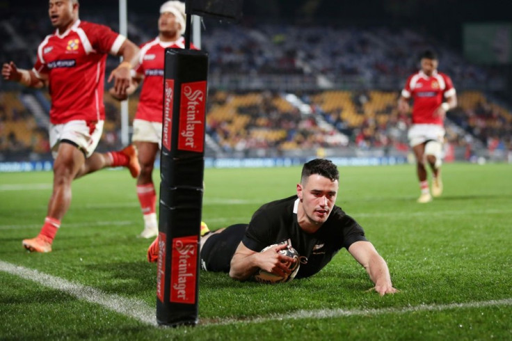 Will Jordan scored five of New Zealand's 16 tries against Tonga