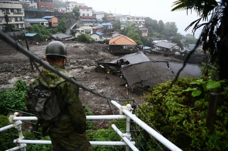 Torrents of mud crashed through part of the town on Saturday morning following days of heavy rain