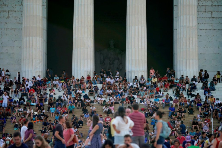 Visitors arrive prior to watching the Independence Day fireworks display near the Lincoln Memorial on the National Mall on July 4, 2021 in Washington, DC
