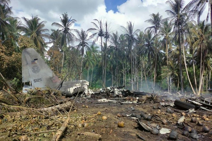 Philippine security forces searched for flight data boxes from a military aircraft crash that killed 50 people