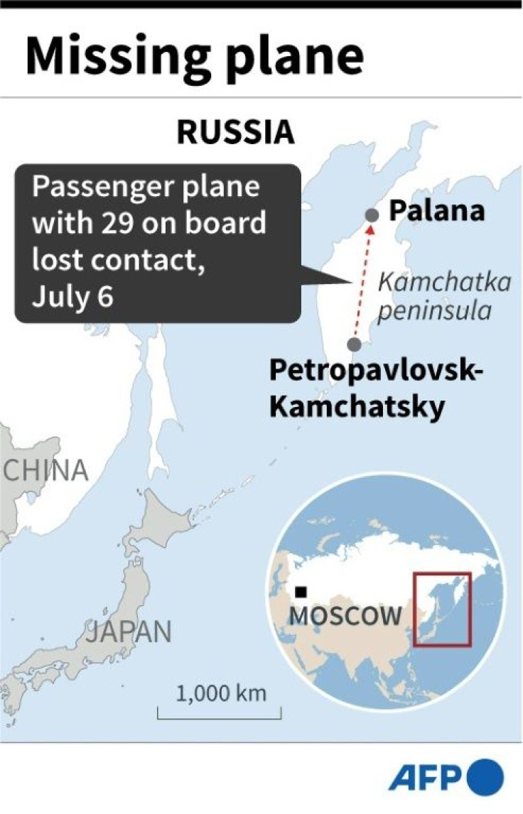 Map showing Russia's Kamchatka peninsula where a plane is missing on July 6.