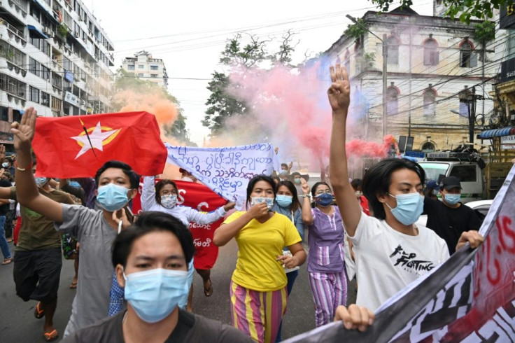 Protesters took to the streets in Yangon to mark the 1962 university protests