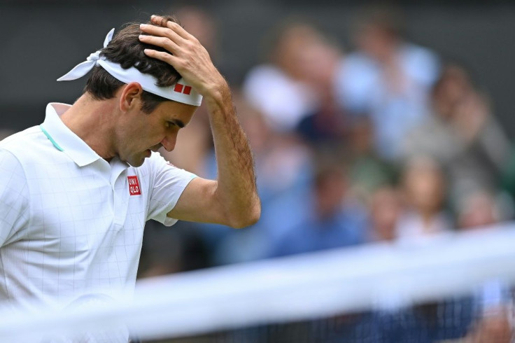 All over: Roger Federer reacts to defeat against Poland's Hubert Hurkacz