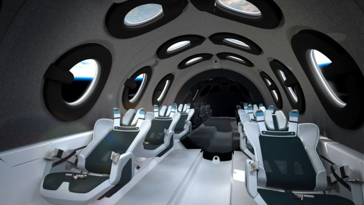 The view inside the Virgin Galactic spaceship, which can accommodate up to six passengers who float in space for a few minutes in zero gravity