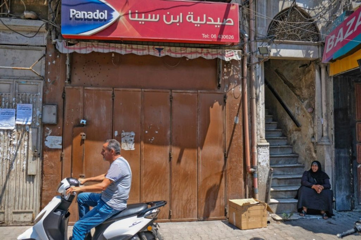 A closed pharmacy in the northern city of Tripoli on July 9, 2021