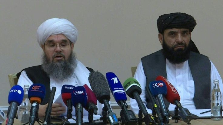 At a press conference in Moscow, Taliban members, who refer to themselves as the "Islamic Emirates of Afghanistan", say they control 85 percent of Afghanistan's territory