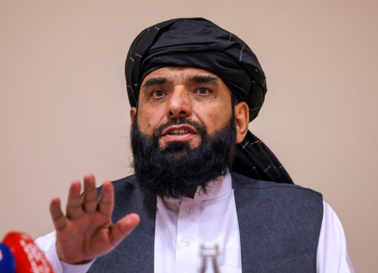 Taliban negotiator Suhail Shaheen attends a press conference in Moscow on July 9, 2021