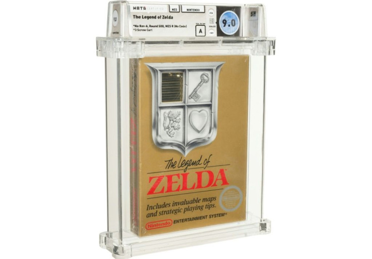 The "Legend of Zelda" cartridge, dated to 1987, is still in its original packaging