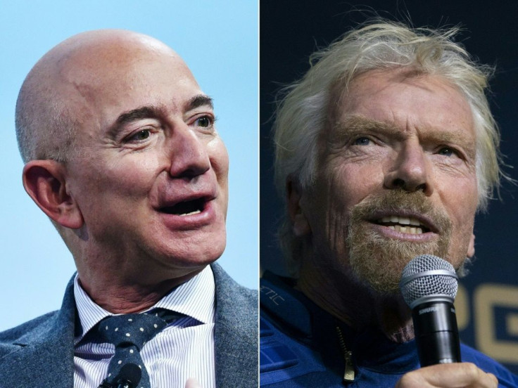 The competition in the space tourism sector, whose imminent advent has been announced for years, has come to a head this month; Jeff Bezos (left) is set to fly just days after Richard Branson (right)