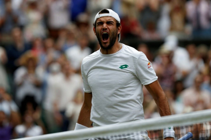 Final frontier: Matteo Berrettini celebrates his semi-final win against Poland's Hubert Hurkacz