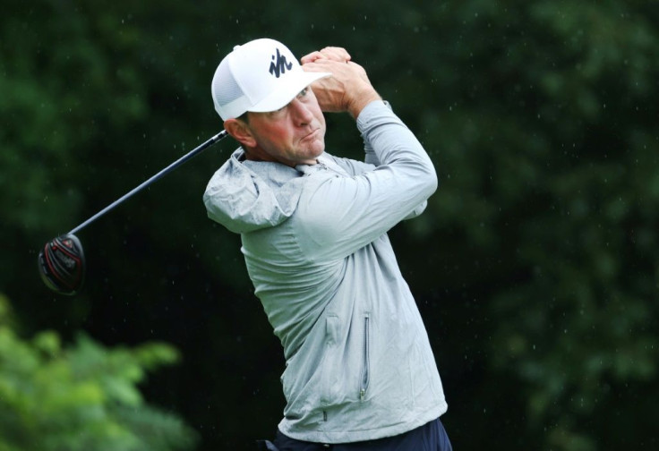 Lucas Glover tees off on the second hole on the way to victory in the US PGA Tour John Deere Classic in Illinois