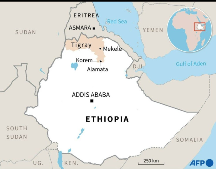 Map showing the Tigray region of Ethiopia.
