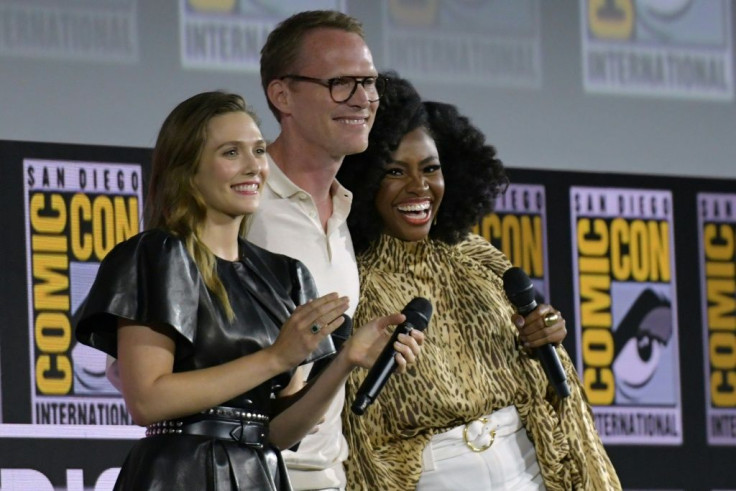 "WandaVision," which stars (L-R) Elizabeth Olsen, Paul Bettany and Teyonah Parris, is a strong Emmys contender