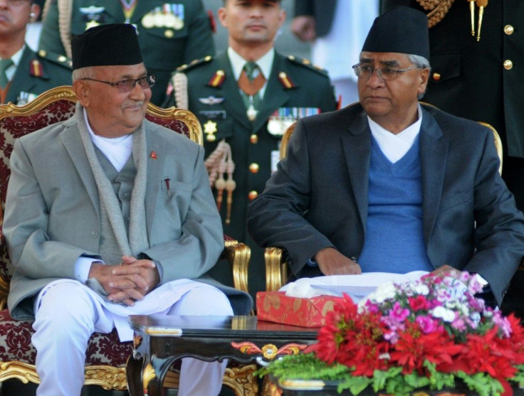 Sher Bahadur Deuba (R, pictured February 2018) replaced K.P. Sharma Oli (L) as nepal's prime minsiter followng months of political turmoil