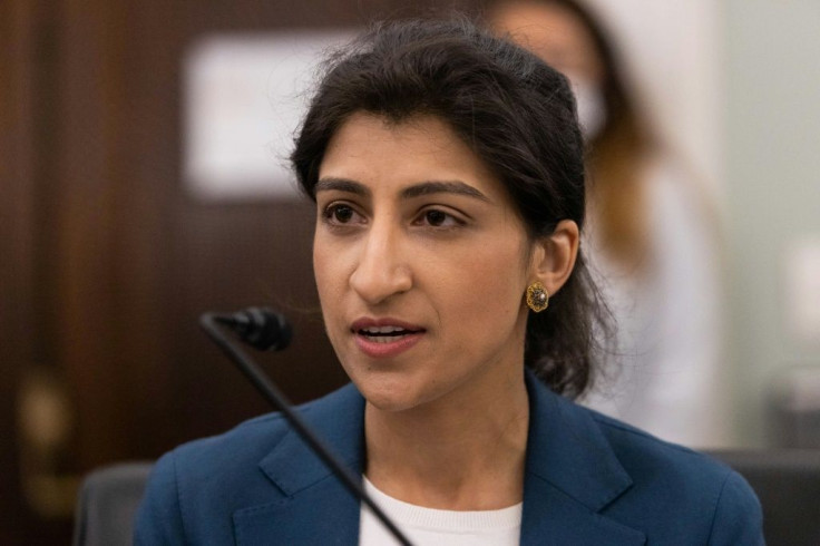 Federal Trade Commission chair Lina Khan is seen at her Senate confirmation on April 21, 2021