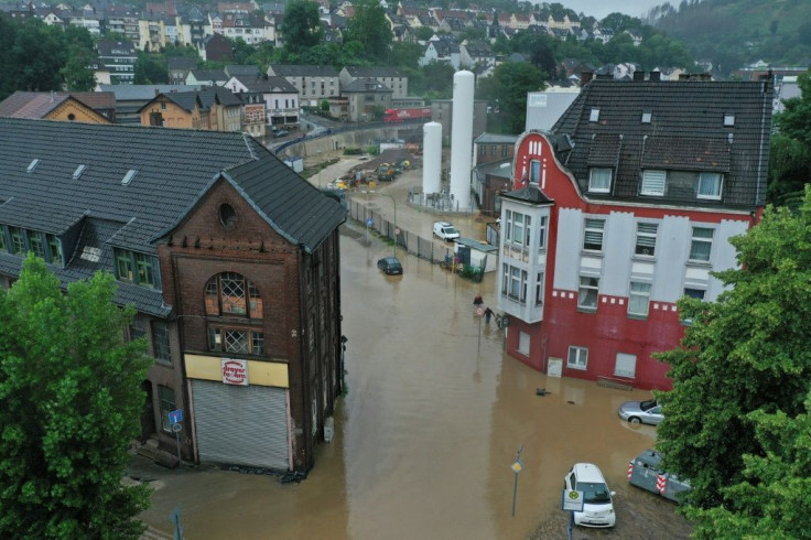 Streets of Hagen, western Germany, were flooded after heavy rains swept parts of western Europe