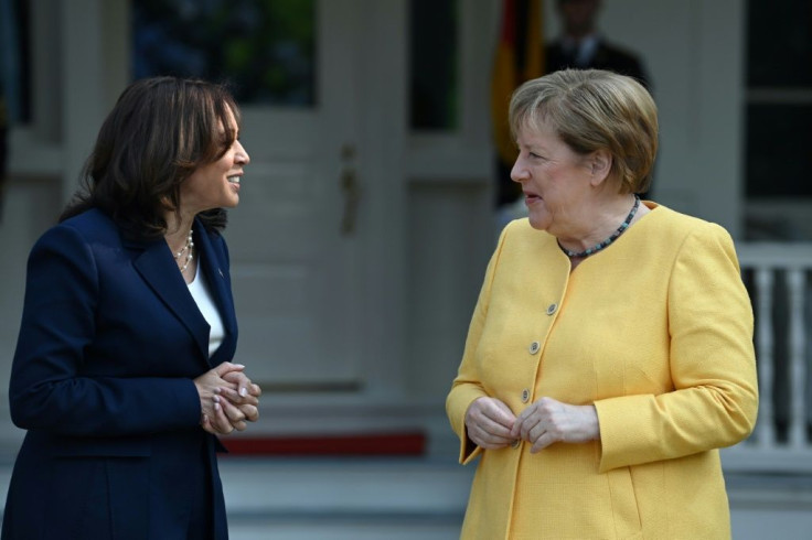 US Vice President Kamala Harris called German Chancellor Angela Merkel's career 'extraordinary'