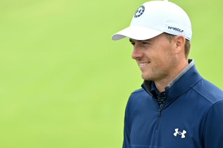 Plenty to smile about: Jordan Spieth is five under after his first round at the 149th British Open