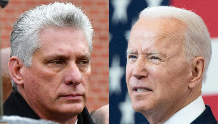Cuban President Miguel Diaz-Canel (L) and US President Joe Biden traded barbs in the wake of unprecedented protests across Cuba