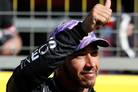 'Follow Max': Lewis Hamilton gestures after the sprint race
