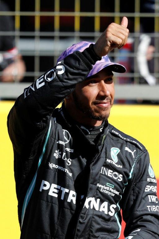 'Follow Max': Lewis Hamilton gestures after the sprint race