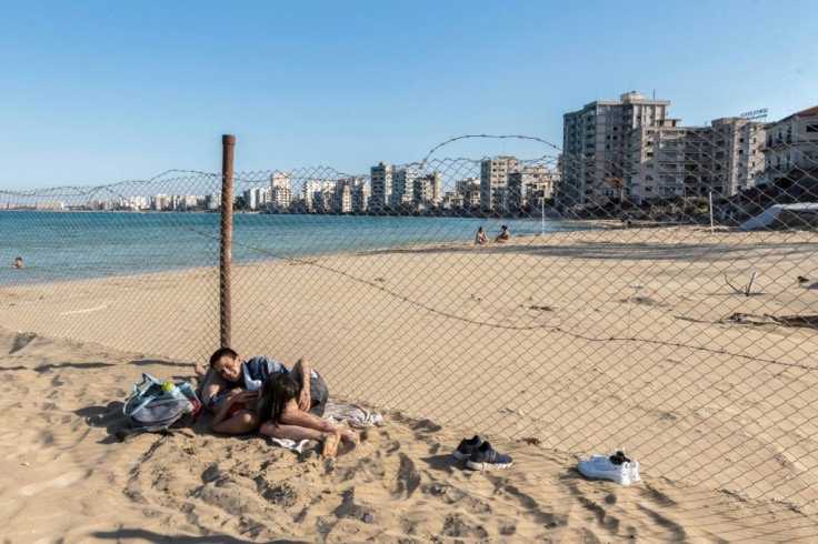 The fenced-off area of Varosha in Famagusta town in the self-proclaimed Turkish Republic of Northern Cyprus (TRNC) seen here in June this year