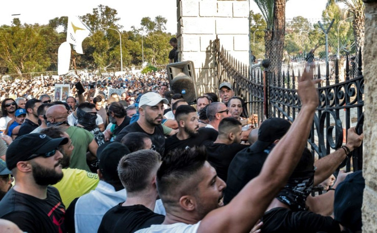 The TV channel attack came after a large anti-vaccination demonstration outside the presidential palace