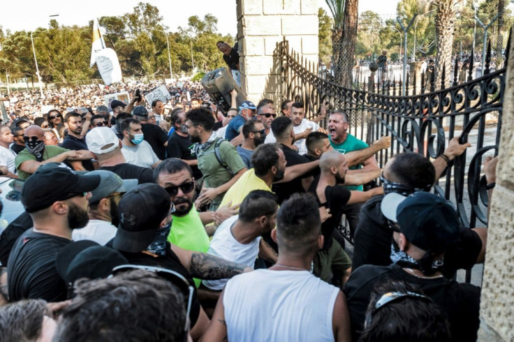 There was violence at a protest against restrictions and vaccines in Cyprus