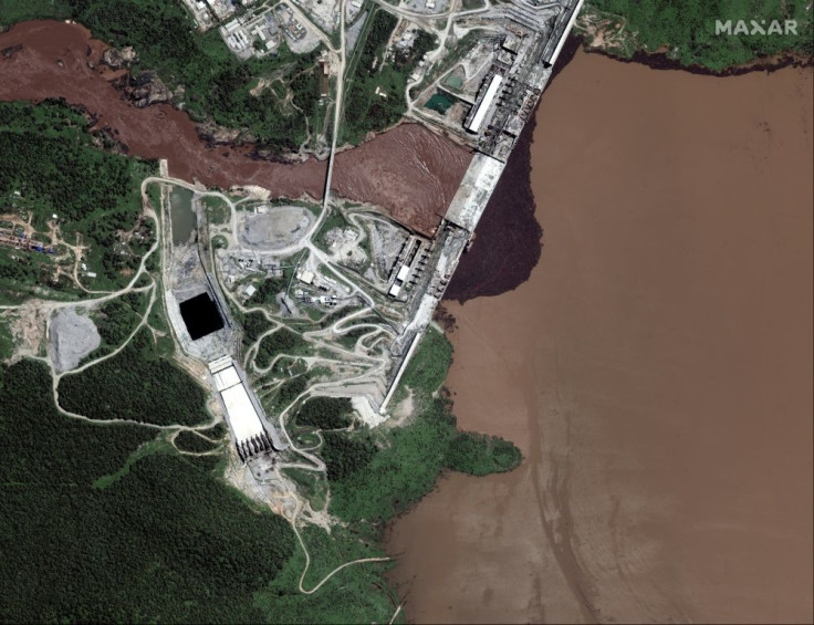 The Grand Ethiopian Renaissance Dam, pictured in a satellite image last July by Maxar Technologies