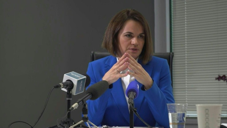 Belarusian opposition leader Svetlana Tikhanovskaya says she is asking the United States to enact more sanctions against the regime of Alexander Lukashenko