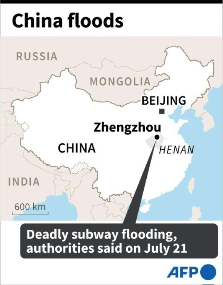 Map locating central Chinese city of Zhengzhou, where at least a dozen people died after torrential rains flooded the subway, authorities said on Wednesday.