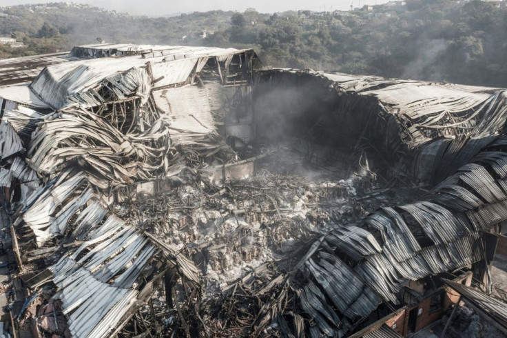 Destroyed: The remains of the Amcor Flexibles packaging plant on the outskirts of Durban