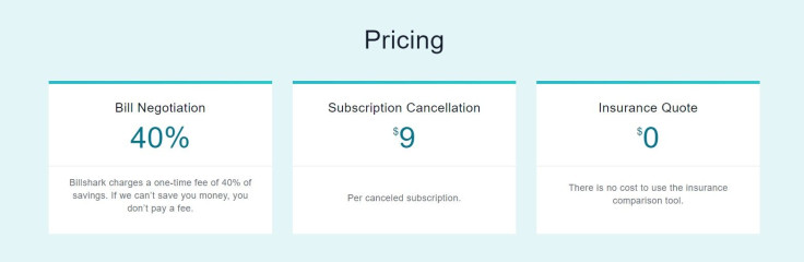 Billshark's pricing