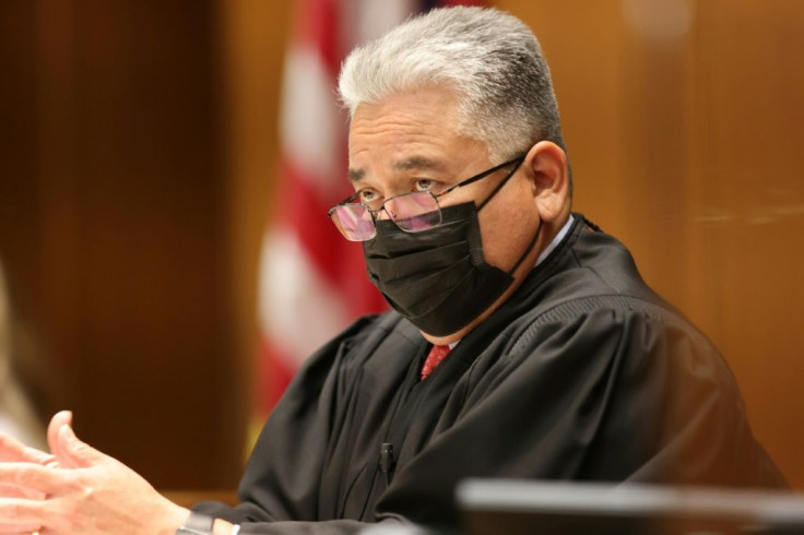 Judge Sergio Tapia oversees the arraignment hearing for former film producer Harvey Weinstein on July 21, 2021 in Los Angeles, California