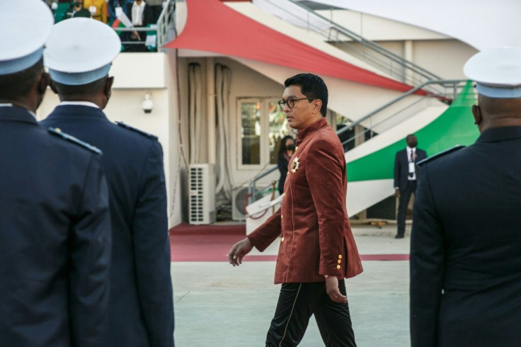 Rajoelina inspects the troops on Madagascar's Independence Day last month