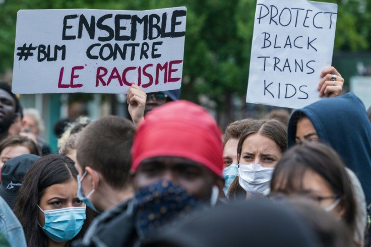Protesters at a Black Lives Matter rally in Strasbourg, eastern France, on June 14, 2020.