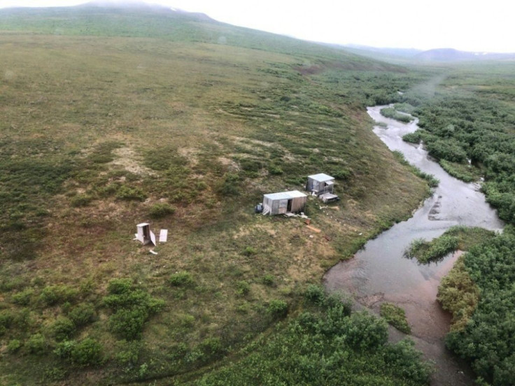 The camp where a Coast Guard aircrew rescued a survivor of a bear attack, seen in a photo provided by the US Coast Guard
