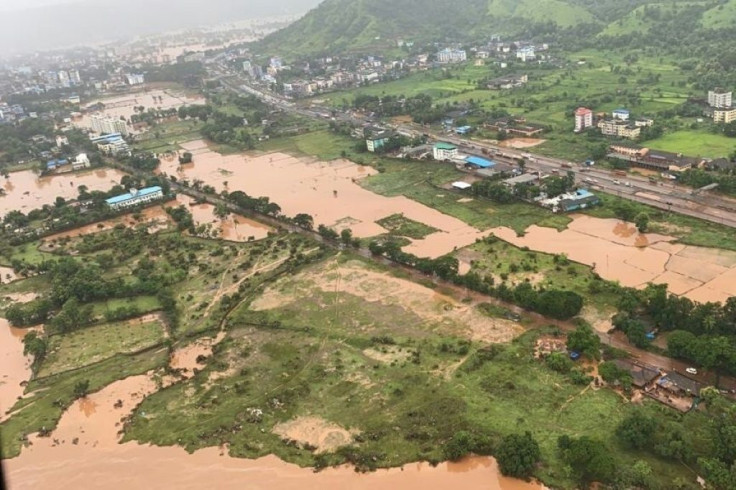 Heavy monsoon rains in the Raigad district of Maharashtra state have caused flooding